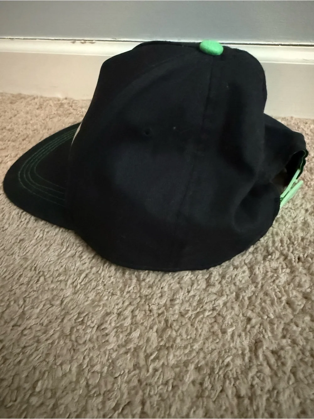 Minecraft Kids Black Snapback Hat with Green Stitching
